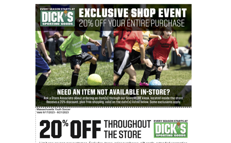 20% Off at Dick's!